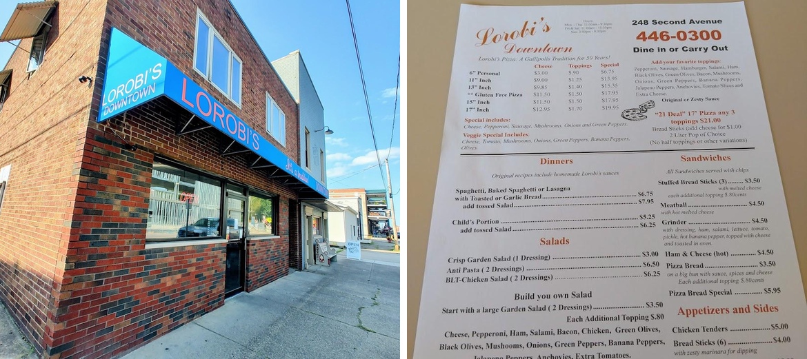 Lorobi's Pizza Menu